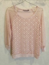 Sweat rose dentelle coton non doublé dos polyester T38 Kiabi (2310011)