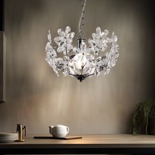 Suspension Luminaire Lampe Salle à Manger LED Cristal Fleurs Chrome Salon