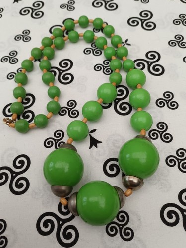 Collier grosses perles bois - collier, en