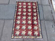 Vintage Traditionnel Tribal Main Fabriqué Gabbe Oriental Délavé Red Laine Tapis