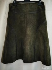 Jupe en Cuir Véritable - Kaki