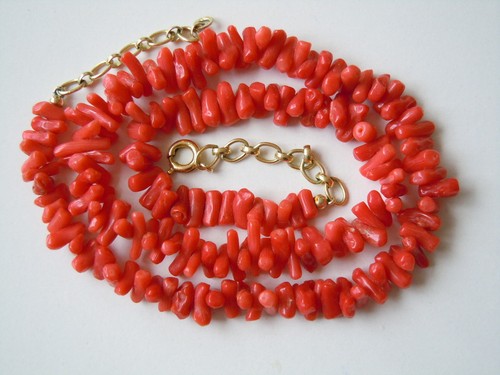 Collier vintage chaîne corail - collier,