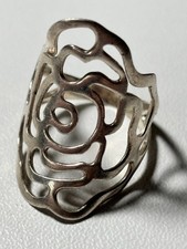 Bague Argent Vintage Ancien Taille 50 Motif Floral