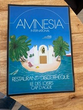 Affiche collector cartonnée  de la discothèque   AMNESIA éditée ANNEE 1984