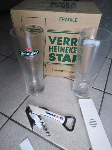 Lot verres bière - bière, heineken