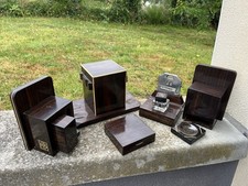 Important Ensemble Nécessaire De Bureau Et Fumeur Art Déco Palissandre Ébène 30