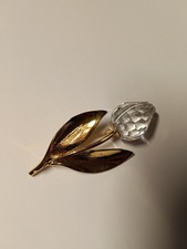 Broche Tulipe En Cristal, Authentique Swarovski, Poinçon Cygne 