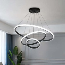 76W Lampe Suspendue Dimmable Cercle 3 Moderne Plafonnier LED Réglable Le Salon