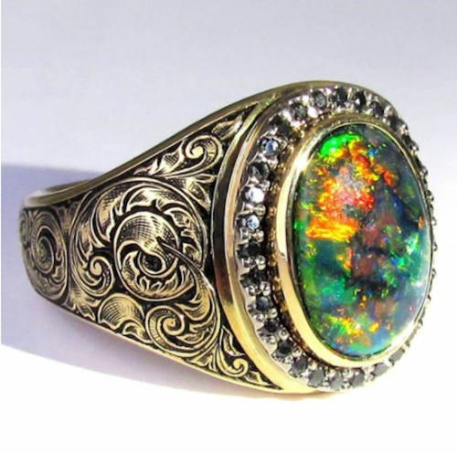 Bague zircon opale - bague, en