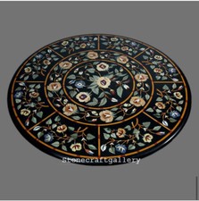 36 " Rond Marbre Centre Table Top Demi Précieux Pierres Incrustation Handmade