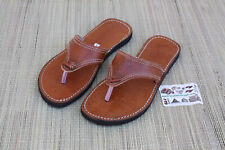 Sandales type Tongs - Homme & Femme - SUPERBE CUIR MARRON - Fait Main - Confort