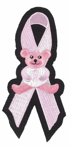 Patch ourson sur ruban rose - patch,