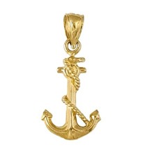 14k jaune ancre avec - jaune, corde