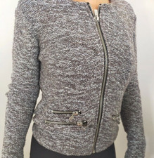 MAJE veste blouson zippé gris / argenté T. 1 =  36 ou petit 38