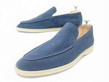 NEUF CHAUSSURES LORO PIANA SUMMER WALK MOCASSINS 43.5 EN DAIM BLEU LOAFERS 830€