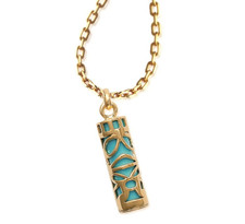 Pendentif Tiki Polynésien Plaqué Or 18 Carats & Turquoise Bijoux Mixte