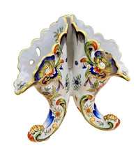 VASE ANCIEN CORNE D'ABONDANCE EN FAÏENCE DE DESVRES FOURMAINTRAUX COURQUIN  N°1