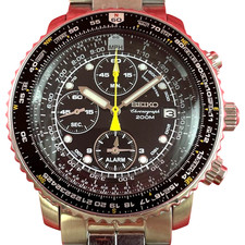 Montre Seiko Flightmaster Pilot Chronograph Alarm 7T62-0EB0 cadran noir...