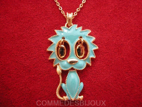Collier vintage chat yeux - collier,