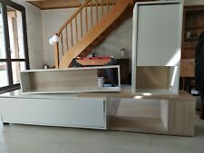 Ensemble meuble tv blanc (meuble bas, étagère, meuble haut). Linéaire ou d'angle