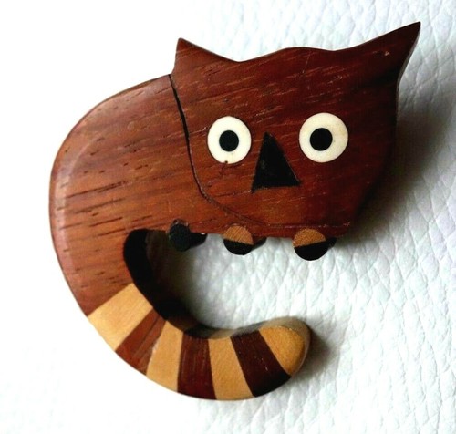 Grande broche bois chat - broche, en