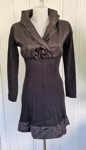 Robe pull bimatière noire - , –