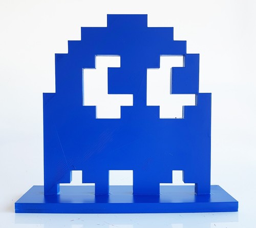 Sculpture pacman fantome bleu - fantome,