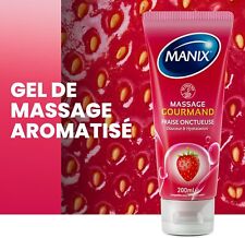 Manix Gel de massage aromatisé Fraise 200 Ml COMESTIBLE Compatible Préservatifs