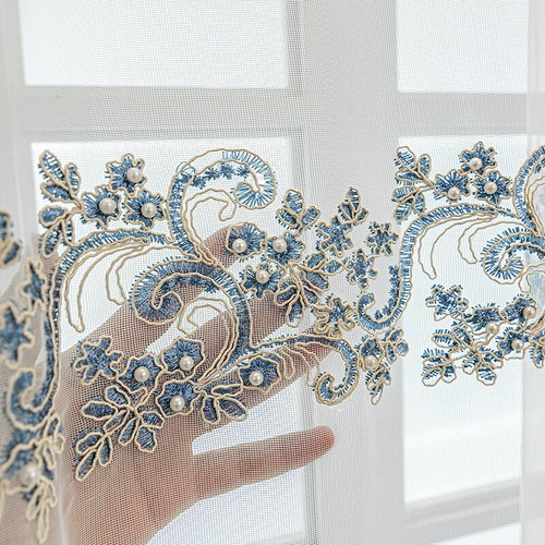 Broderie floral perlé - floral, rideaux