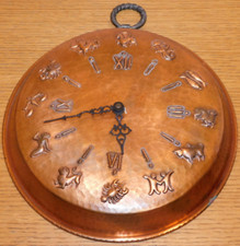 vintage HORLOGE BRAC en CUIVRE montre MURALE chiffres romains signe astrologique