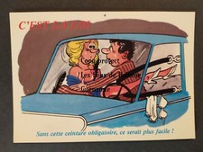 Amour dans la voiture ceinture de sécurité c'est la loi HUMOUR carte postale 