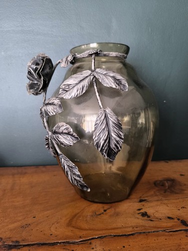 Ancien vase décor floral - décor,
