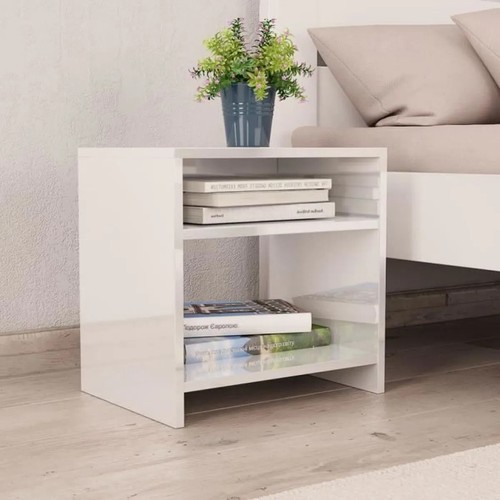 Table chevet blanc brillant - de,