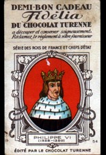 SEDAN (08) IMAGE Bon-cadeau FIDELIA / CHOCOLAT TURENNE / ROI PHILIPPE VI