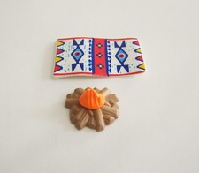 PLAYMOBIL (E193) INDIENS - Couverture Décorée & Feu de Camp Signaux Fumée 5247