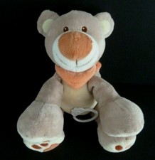 S7. DOUDOU PELUCHE MUSICAL NATTOU OURS POL beige bandana orange 30cm ETAT NEUF*