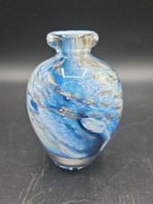 Petit Vase Bleu Et Doré Verrerie De BIOT