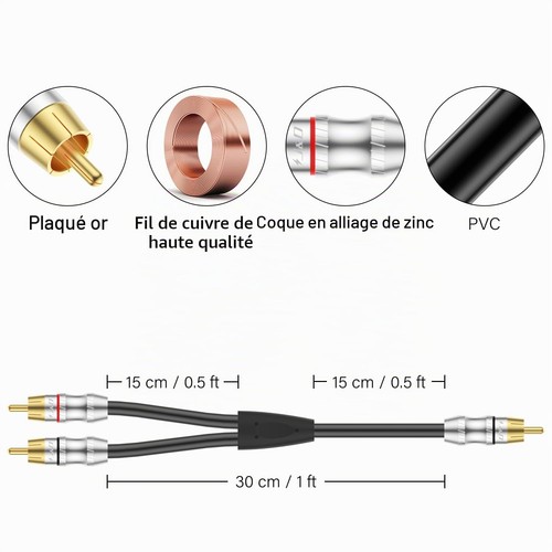 Câble rca diviseur - câble, mâle