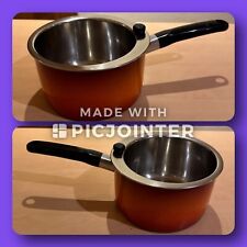 ancienne rare casserole vintage emaillee bain marie orange SILIT annees 70 inox