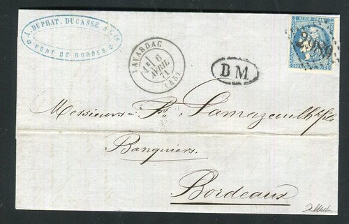 Rare lettre port bordes - lettre,