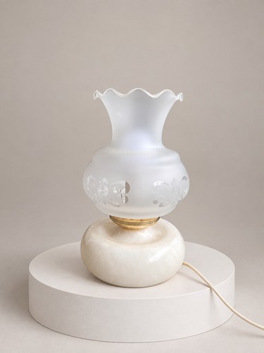 Lampe chevet verre blanc - verre,