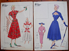 LOT DE 20 GRAVURES DE MODE ANNÉES  30_40_50-CROQUIS  COUTURE-  31,5 X 21,5 CM