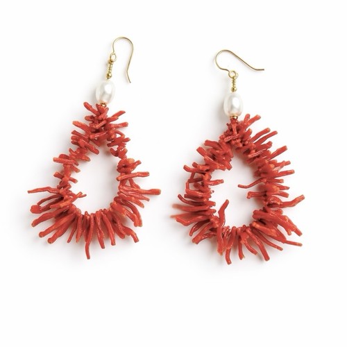 Boucles oreilles corail - d’oreilles,