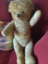 Rare ancien peluche ours vintage paille  Articulé Teddy Bear Mohair 48 Cm