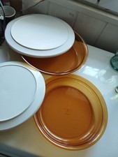 tupperware lot 2 plat à tarte avec couvercle orange élégance vintage rare 
