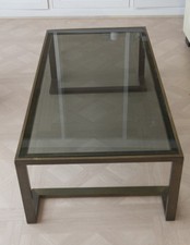 TABLE DE SALON LAITON ET VERRE