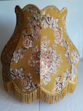 GRAND ABAT-JOUR ANCIEN EN TISSU DÉCOR FLEURS DE PIVOINES