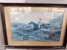 tableau scene equestre de chasse a courre venerie taille 36 x 51 cm