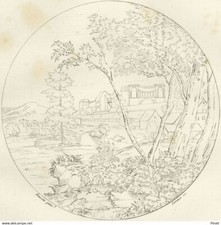 Nicolas Poussin Paysage - Gravure originale XIXe