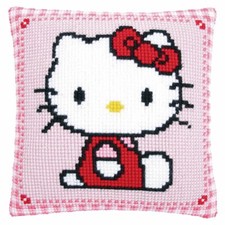 Cross Stitch Cushion Kit House Decorating HELLO KITTY DIY Art & Craft Embroid...